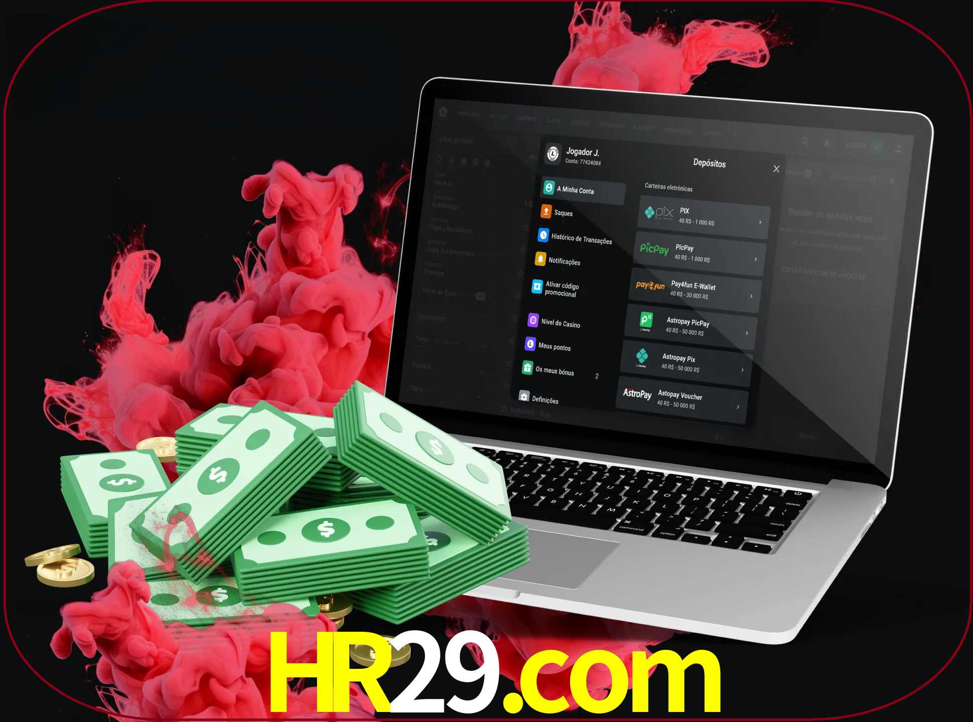 Para efetuar um depósito na sua conta hr29, basta escolher o método de depósito e especificar o montante.