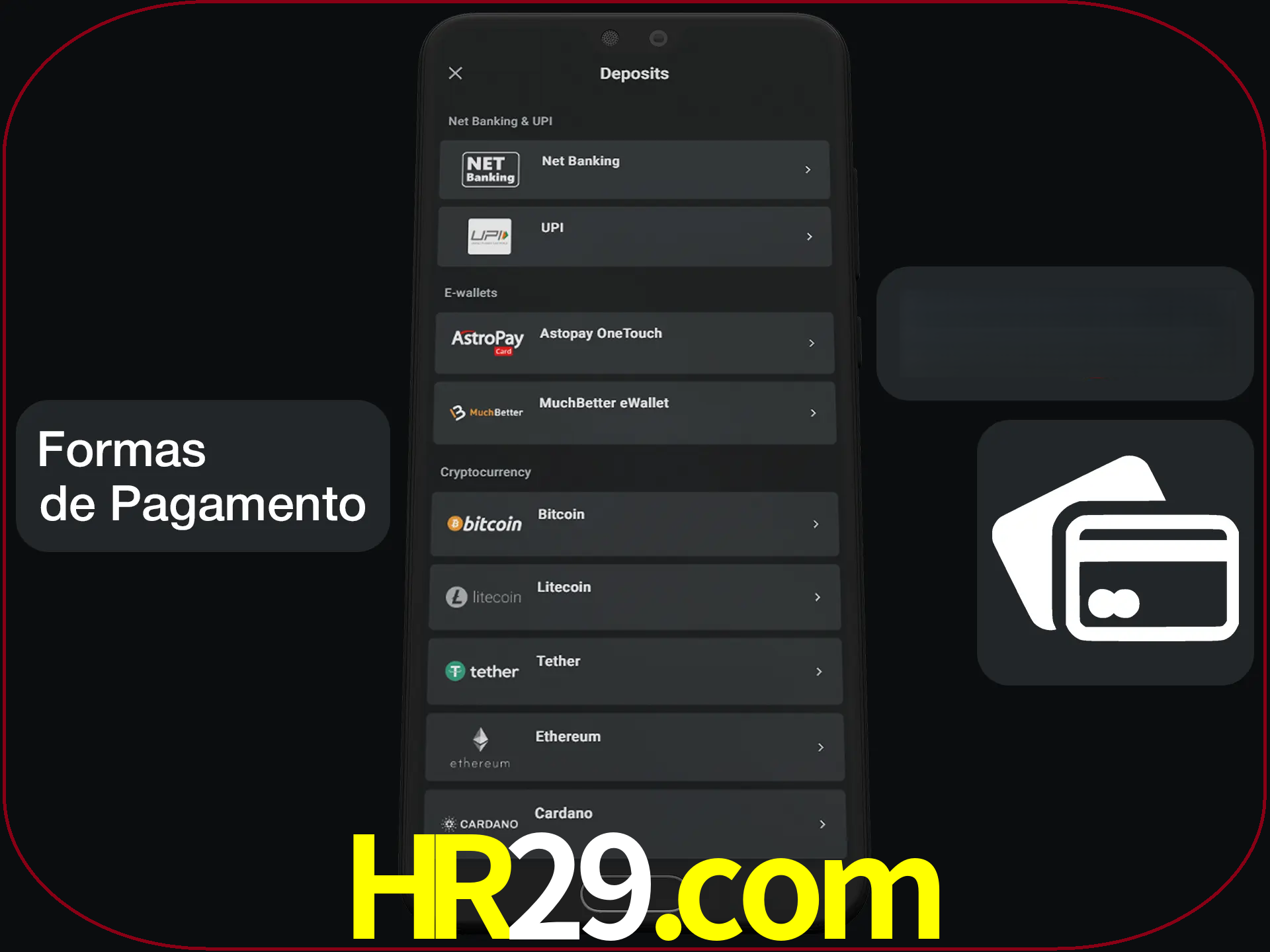 Escolha a forma de pagamento de sua preferência.