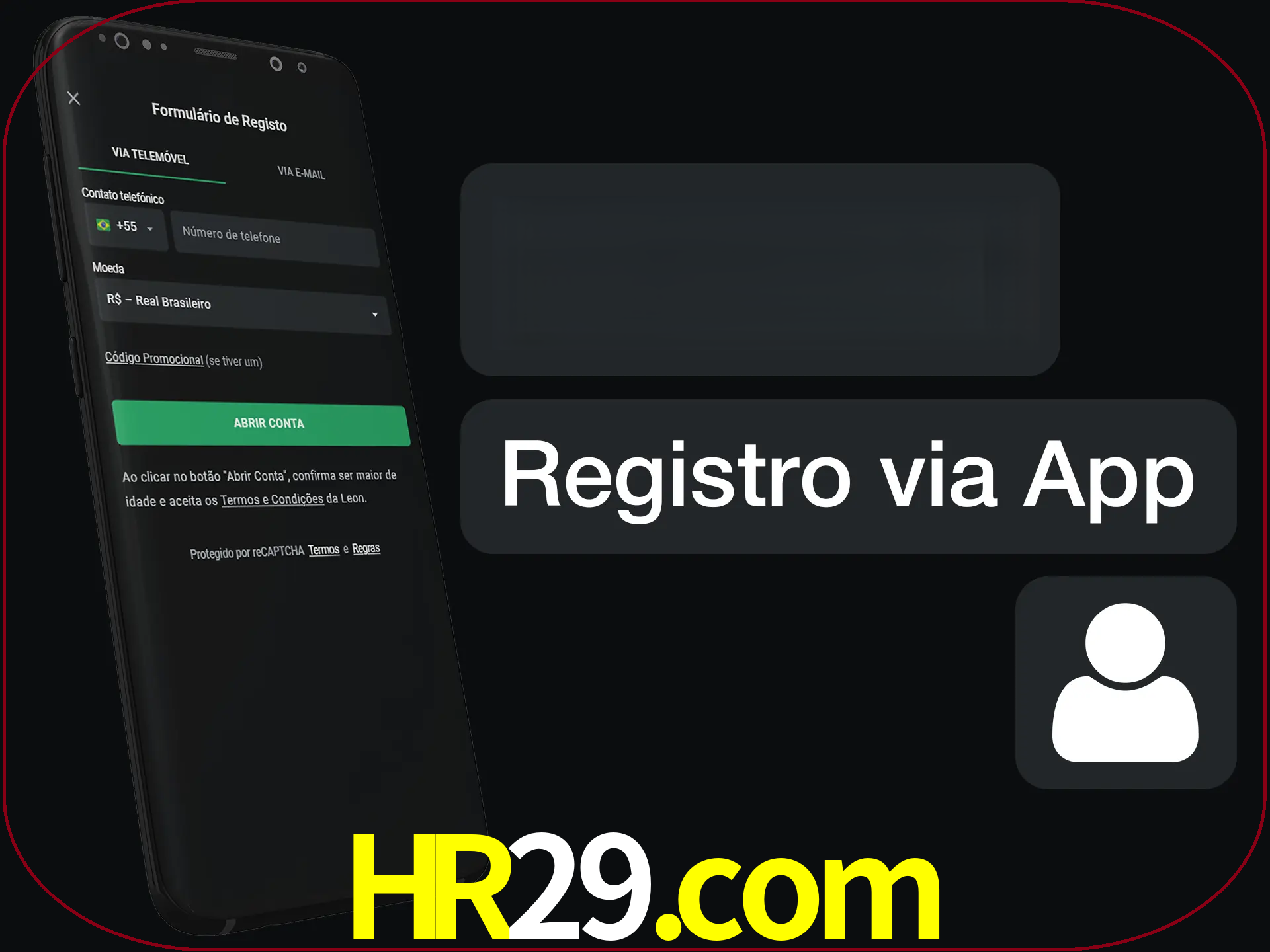 Registre-se com duas etapas usando o aplicativo.
